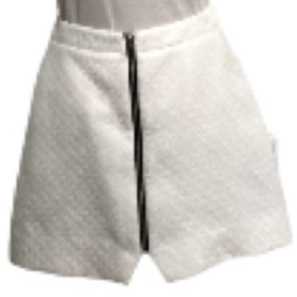 Topshop Zip Up White Geometric Textured Mini Skirt Size US 6 - Picture 3 of 14